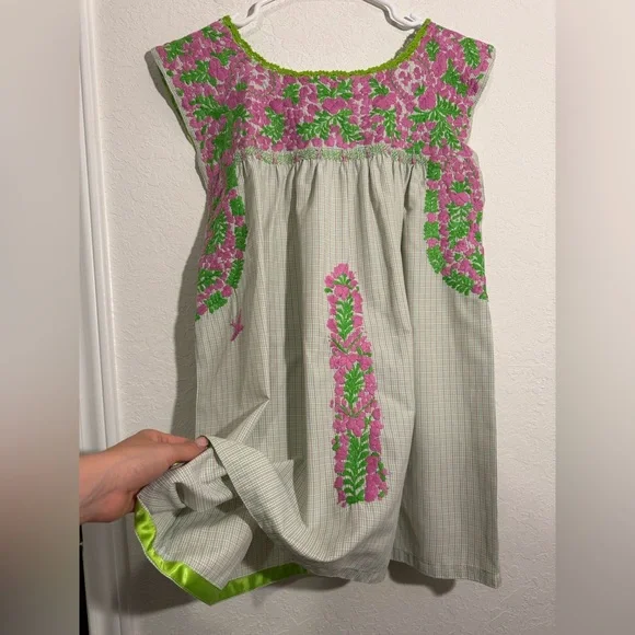 Mi Golondrina Mexico Embroidered Plaid Sleeveless Blouse Womens Size Small - Picture 5 of 7